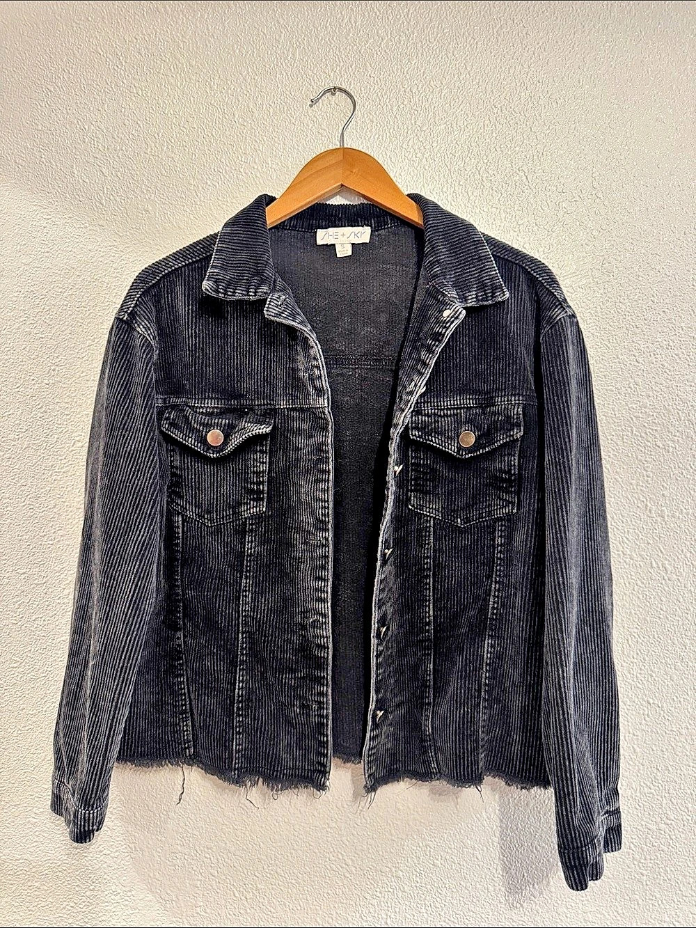 SHE + SKY Black Corduroy Jean Jacket